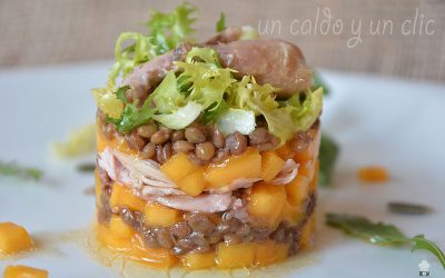 Ensalada de mango y perdiz escabechada