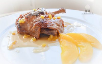Confit de pato y Melocotones